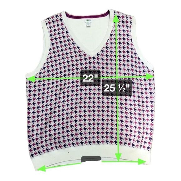 Izod Golf XXL Purple Houndstooth Vest & Polo Matching Pink Shirt Set Fuschia - Picture 7 of 8